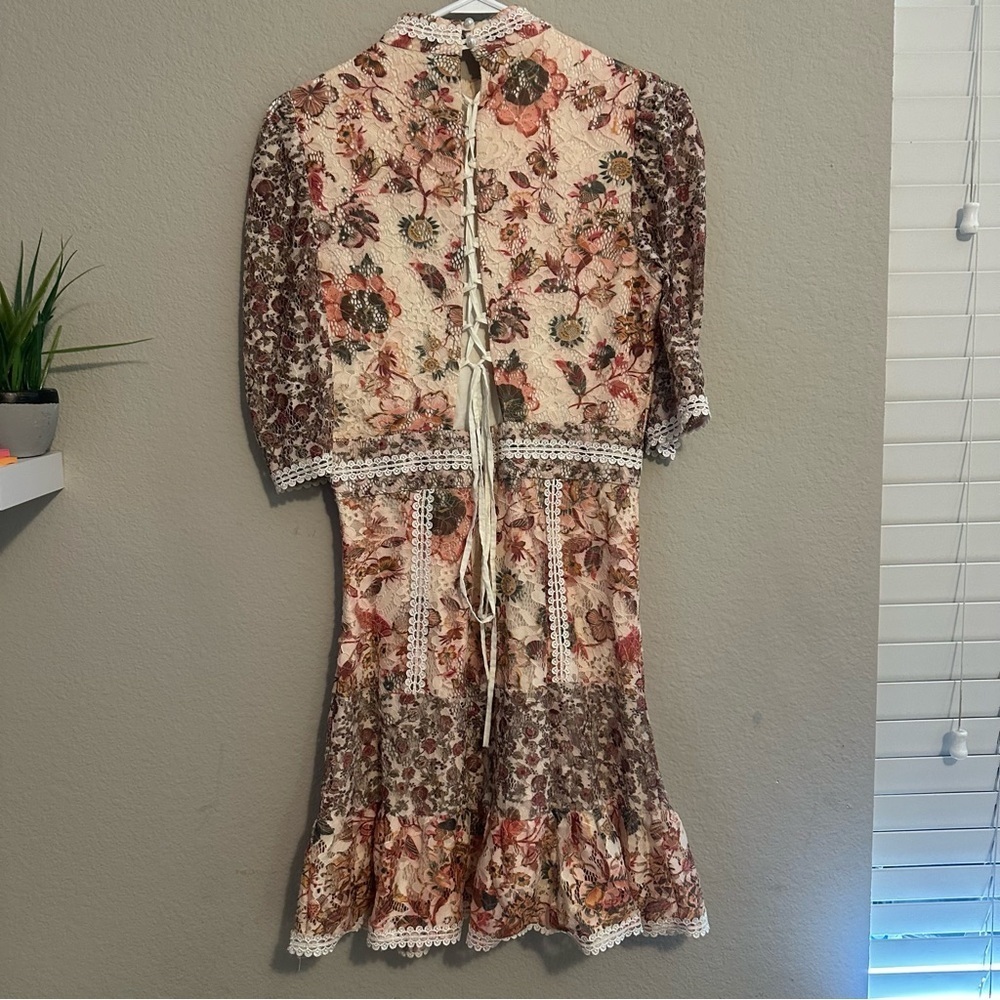 House of Chic Floral Lace-Up Back Dress Size Small - Picture 3 of 14